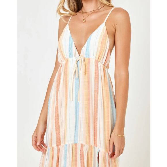 L*Space Victoria Dress Sunset Skies Stripe Size Small Resortcore Effortless Boho - Picture 4 of 9